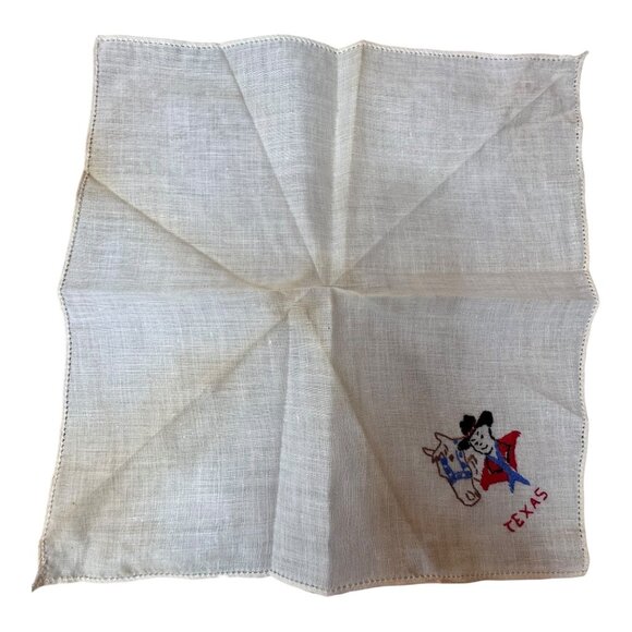 Lot 3 Vintage Texas Embroidered Handkerchief State Souvenir Longhorn Rodeo READ - Picture 11 of 14